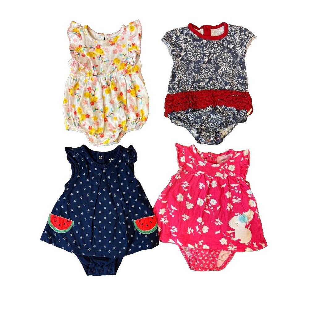 Baby Girl 3/6 Months Rompers Dresses Outfits Clothes Lot Summer Bunny Ruffle